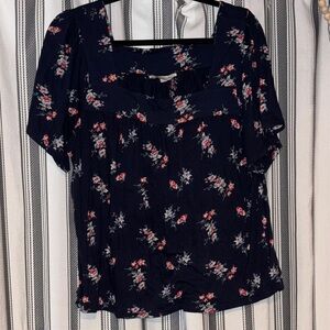Lucky Brand Navy Floral Blouse